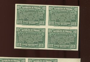 Panama 225 Centenary Independence Green Plate Proof India on Card Stamp Block