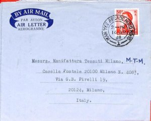 aa6795 - HONG KONG - POSTAL HISTORY - AEROGRAMME from MAN VEE ARCADE  to ITALY