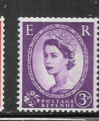 GB #322a  3p  purple  Queen Elizabeth  (MNH) CV $15.00