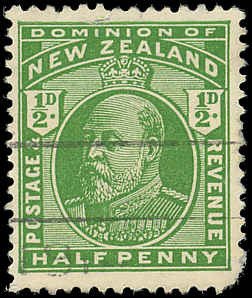 NEW ZEALAND Sc 130 F-VF/USED - 1909 - ½p  Edward VII - Pf 14x15