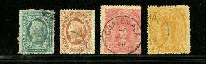 Guatemala #8, 10, 12, 14 (GU831) Used, FVF, CV$76.00