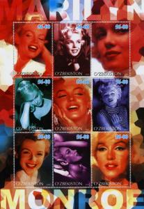 Uzbekistan 2002 MARILYN MONROE Sheet (9) Perforated Mint (NH)