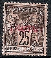 France-Off. Turkey  2 MH 1886 1pi on 25c Peace & Commerce