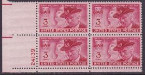 United States 1949 3c rose carmine GAR Issue   Plate Nr. Block VF/NH