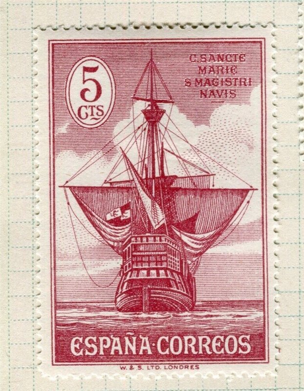 SPAIN; 1930 early Columbus pictorial issue fine Mint hinged 5c. value