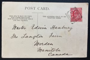 1904 Harborough England RPPC Postcard Cover To Morden Canada Leicester Town Hall 