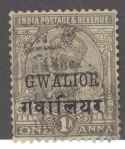 India- Convention States, Gwallior, Scott #53, Used