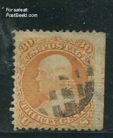 United States of America 1861, 30c Orange, Waffle, used, Used