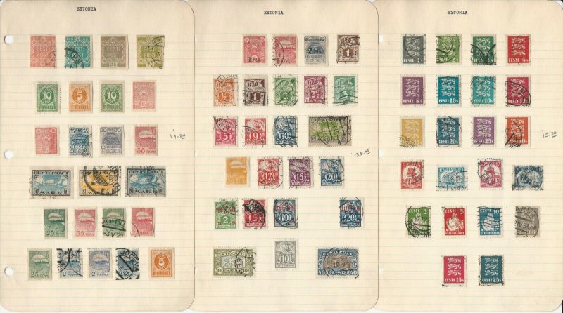 Estonia Stamp Collection on 7 Pages, 1918-1922 All Different 