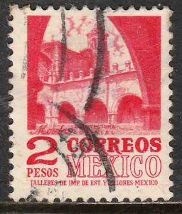 MEXICO 1096, $2P 1950 Defin 9th Issue Unwmkd Fosfo Glazed. USED. F-VF. (1450)