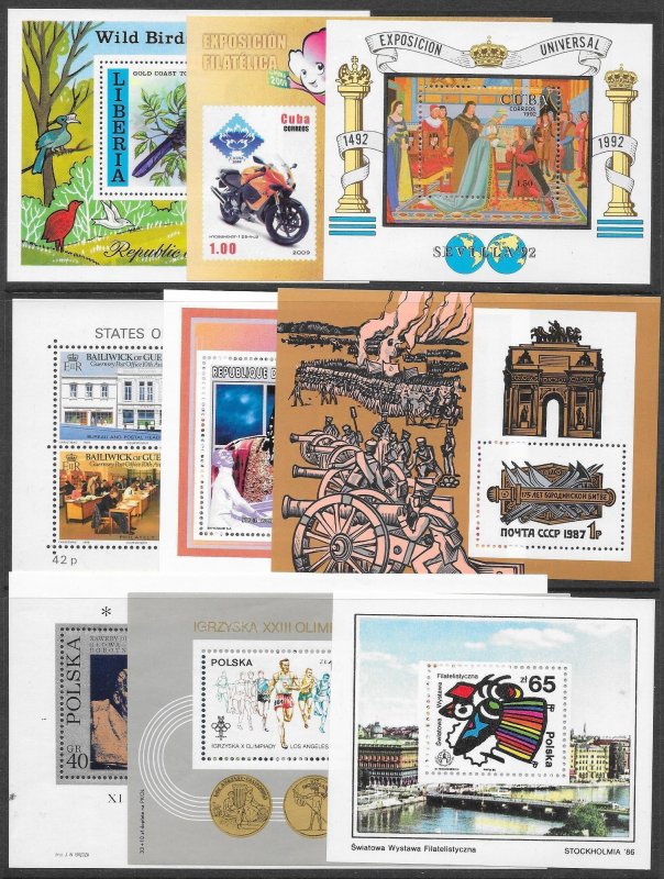 WORLDWIDE (157) Souvenir Sheets Mostly MNH Very Few CTO or Litely Hinged