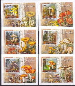 Guinea Bissau 2010 Mushrooms 6 S/Sheets Deluxe Edition MNH