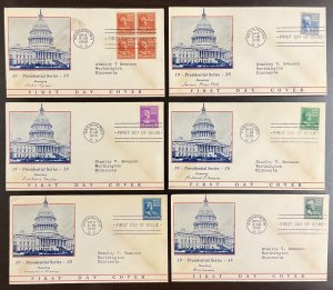 803-832 Partial Set of 30 cachets Presidential Series FDC 1938