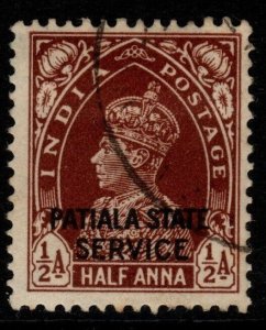 INDIA-PATIALA SGO63 1938 ½a RED-BROWN USED