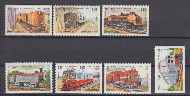 j39145 jlstamps,1984 cambodia mh set #504-10 RR trains