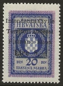 Fiume 1941 Italian Occupation of Kupa Revenue Barefoot #75B VF-H