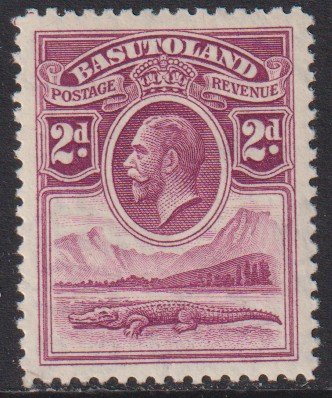 1933 Basutoland KGV Crocodile & River 2 pence issue MNH Sc# 3 CV $3.00