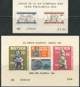 MEXICO Sc#975a, C310a, C311a, C320a 1965-66 Pre-Olympic S/S Complete OG Mint NH