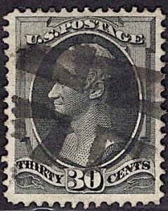 US Stamp #154 30c Black Hamilton USED SCV $275. Superb centering, appearance.