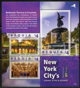 BEQUIA  2016 NEW YORK'S  ICONIC SITES & SCENES SET OF TWO  SHEETS  MINT NH