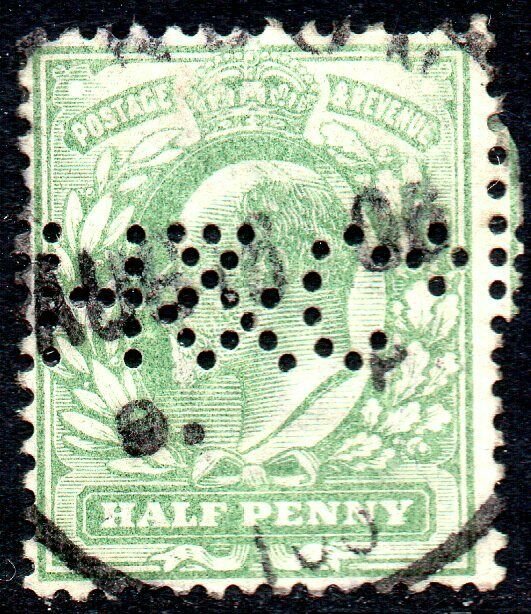 1902 Sg218 ½d yellowish green (H&Co - Horstman & Co Perfin) Single Circle Cancel