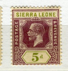 SIERRA LEONE; 1912-20 early GV issue fine Mint hinged Shade of 5d. value