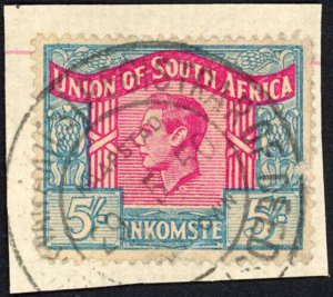 South Africa BF74a 5/- blue and red LANGUAGE ERROR