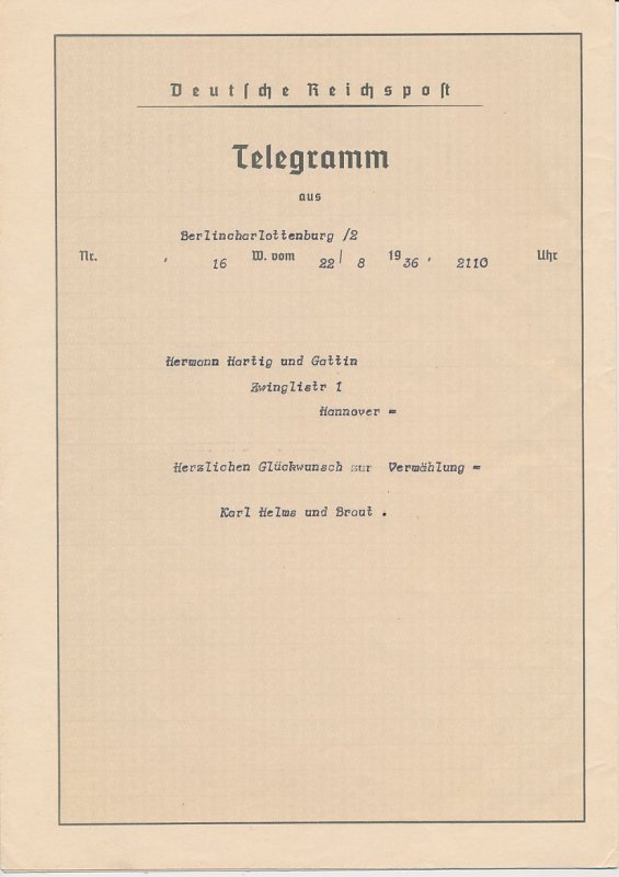 Telegram Germany 1936 - Schmuckblatt Telegramme Olympic Games Berlin 1936 - Bra