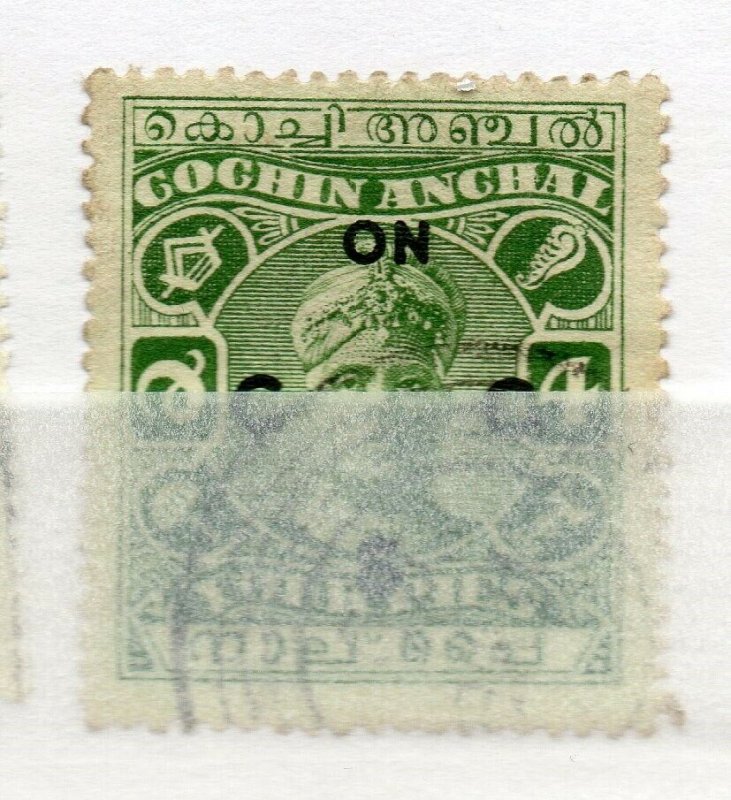 India Cochin 1919-33 Early Issue used Shade of 4p. Optd NW-15812