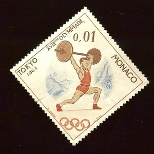 Monaco 592 1c Weight Lifter sports 1964 mint no gum