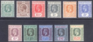 Gold Coast 1921 1/2d-5s GV Die II Wmk Script CA Scott 83-93 SG 86-98 MLH Cat $75