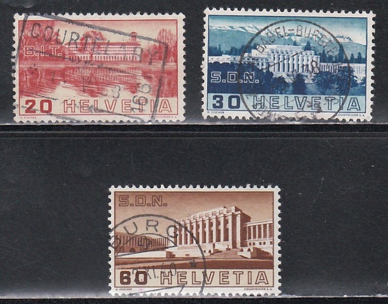 Switzerland # 238-240, League of Nations Buildings, Used, 1/3 Cat.