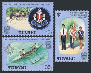 Tuvalu 204-206, MNH. Mi 194-196. Boy's Brigade, 1983. Badge, Running,Canoe,Flag.