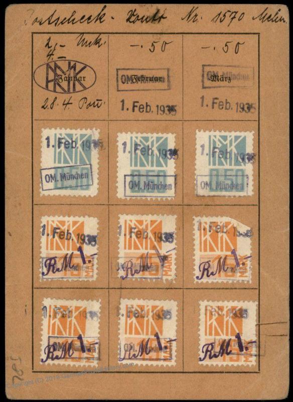 Germany 1935 Reichsmusikkammer Chamber MUSIC Revenue Stamps Membership ID 77165