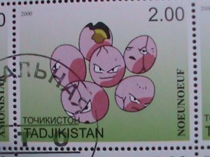 ​TAJIKISTAN -2000 LOVELY FAMOUS POKEMON FANCY POSTAL CANCEL CTO SHEET VF