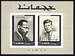 Ajman Michel Block 44B, MNH imperf., M.L. King and J.F.Kennedy souvenir sheet