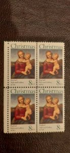 US Scott # 1507; 8c Madonna/Child; block of 4; MNH, og, VF centering;