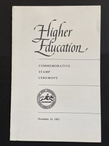 1962 Higher Education 4 cent Stamp First Day Ceremony Program Sc# 1206