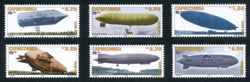 REPUBLIC OF CAPRICORNIA - 2021-Historic Airships-Perf 6v Set-M N H-Private Issue