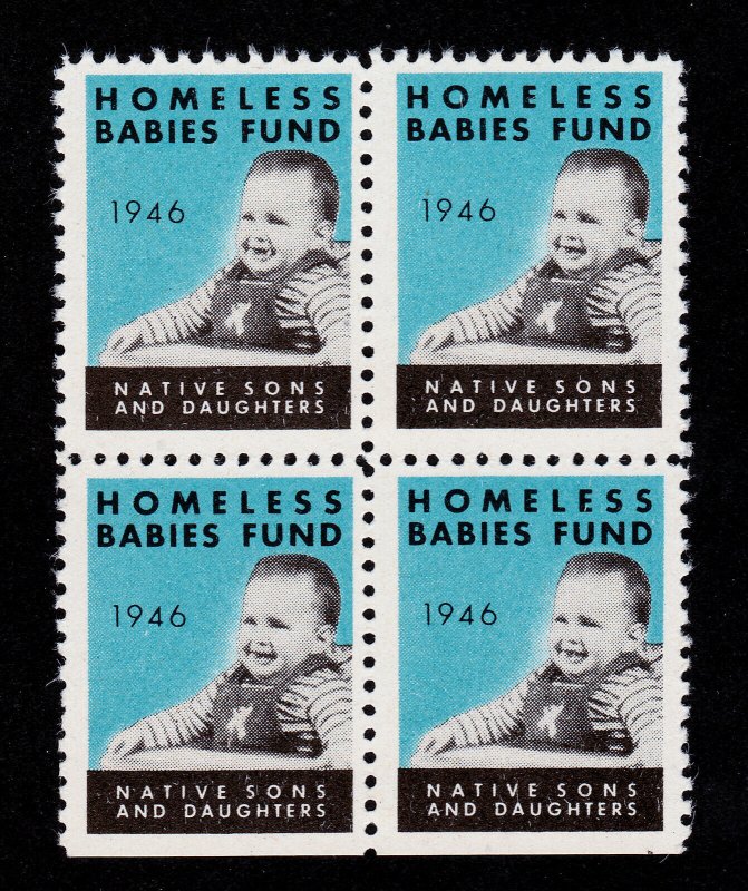 POSTER STAMP HOMELESS BABIES FUND - NATIVE SONS AND DAUGHTERS 1946 MNH-OG BLK 4