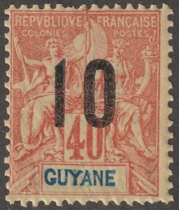 French Guiana, stamp,  Scott#92,  mint, hinged,  040,  .10/black