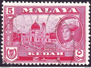 MALAYA KEDAH 1959 5c Carmine-Lake SG107 FU