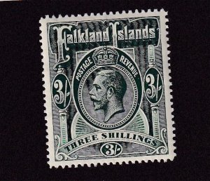 FALKLAND ISLANDS # 36 KGV 3sh VF-MNH