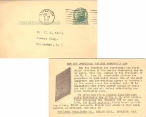 United States Wisconsin Appleton 1938 machine  Postal Card  Reverse Illustrat...