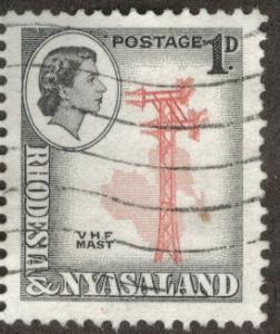 Rhodesia and Nyasaland Scott 150 used 1d from 1954 CV $0.40