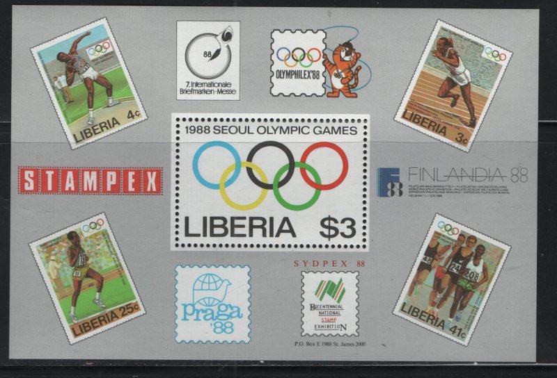 LIBERIA, 1081, SOUVENIR SHEET, MNH, 1988, Summer Olympics