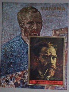 MANAMA AIRMAIL STAMP: 1972   PAINTING OF VAN GOGH; PORTRAIT - CTO MNH S/S