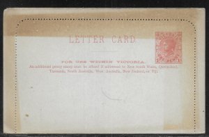 Victoria Postal Stationery Letter Card H&G 13 Unused