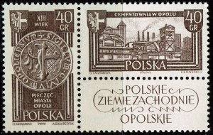 Poland #994-95  MNH - 40g Western Province-Opole Pair Plus Label (1961)