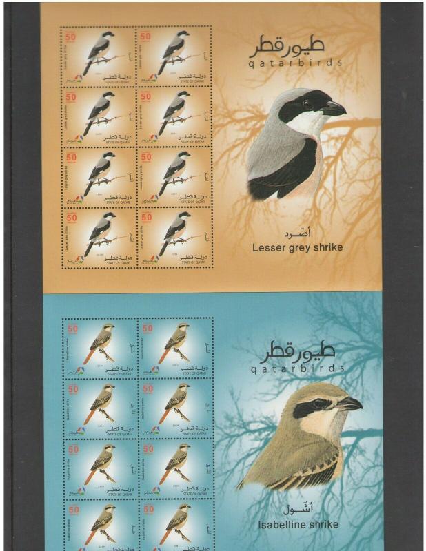 QATAR: Sc. 1053-60** B I R D S  **/ Sheet of 8 each + SS + Booklet / MNH3 Images